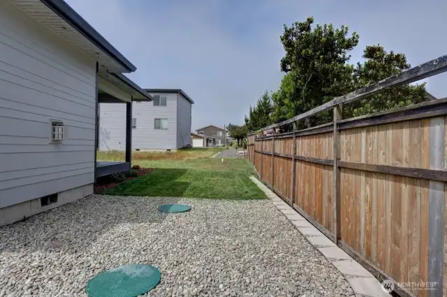 North side of home, patio on back porch