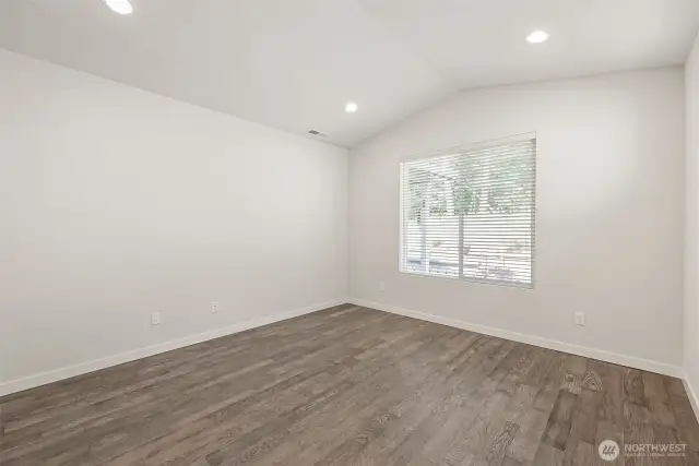 Vaulted Ceiling, Window Blinds, & Beautiful View of Your Private Backyard Space! Greenbelt Buffer = No Neighbors Behind!