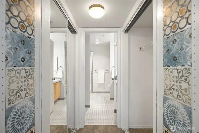 Two closest in the primary bedroom leading to shared bathroom.