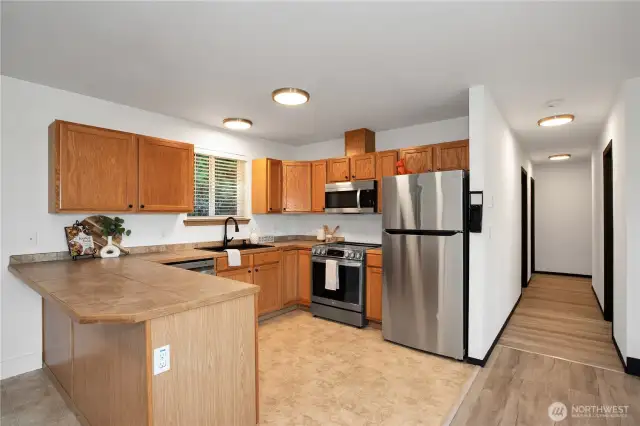 Kitchen with bar seating