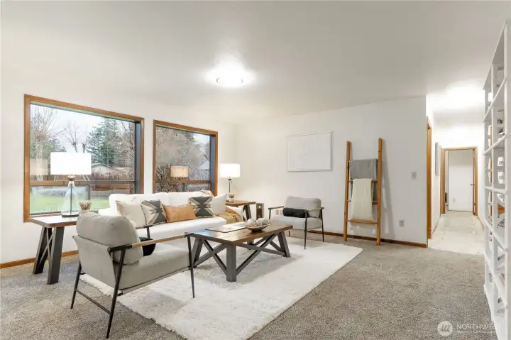 Living room is just off of the entry.