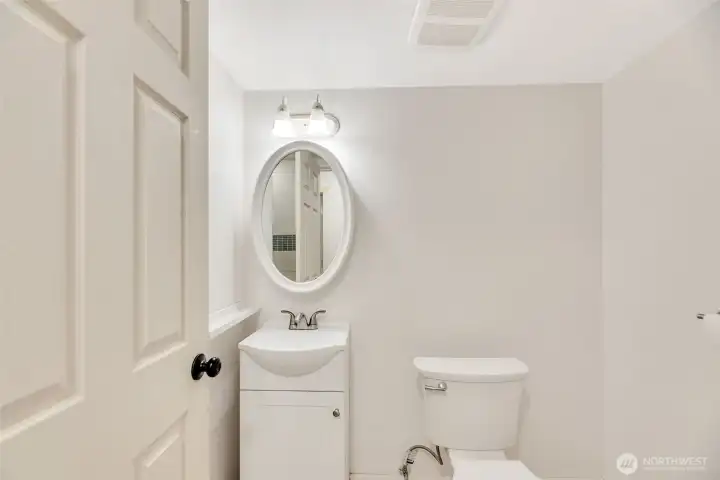 Basement bathroom with shower