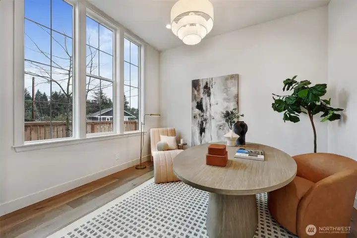 Main floor office, so light & bright