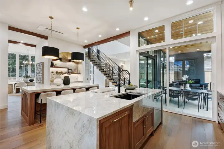 3 sliders leading to covered patio