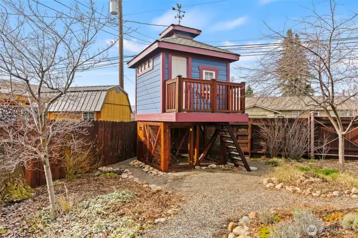 Playhouse with power and wifi, currently a video game room.
