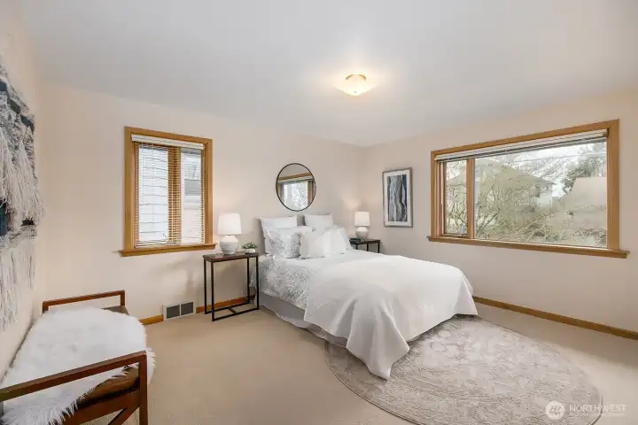 There are two generous bedrooms on this level.  This is the largest one.  This photo makes the bed look small but it could fit a king size bed.