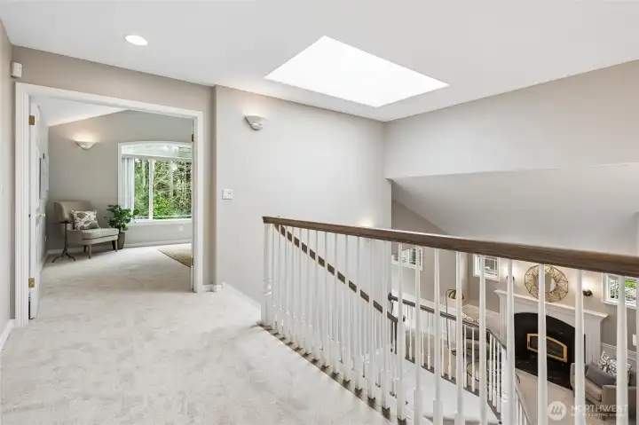 Upstairs, all the bedrooms are thoughtfully located on this level, including the primary suite with luxurious 5-piece spa inspired bath and 3 additional bedrooms located down an adjacent hallway and are served by another full bathroom.