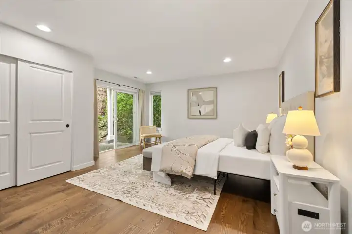 Private covered patio with backyard access - downstairs bedroom