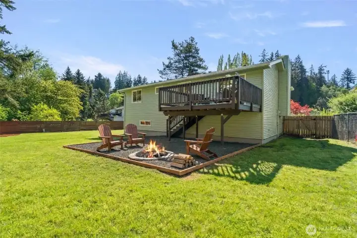 Virtually staged Adirondack chairs.
