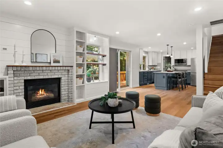 Living room centered around gas fireplace Living room centered around gas fireplace