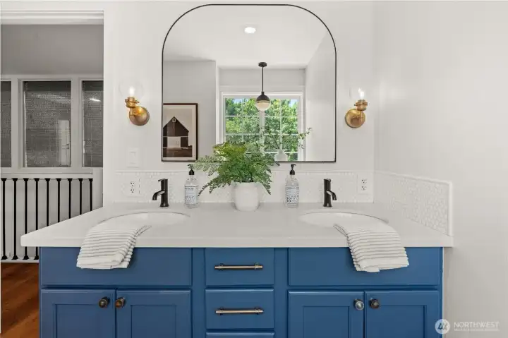 Updated second bathroom with double sink Updated second bathroom with double sink