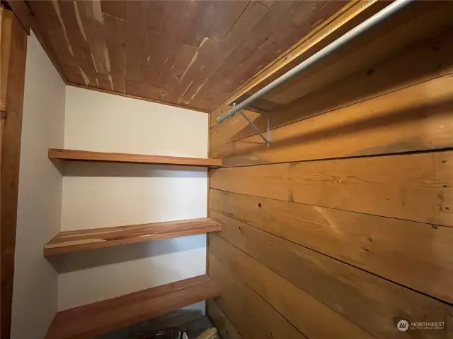 closet interior with cedar and shiplap