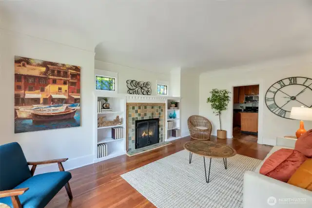 Inviting living room with gas fireplace