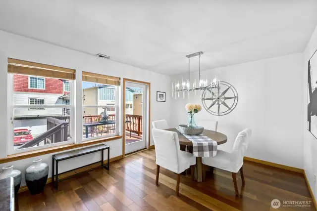 The dining room is big and can fit a large, farm house style table too.