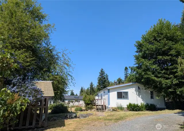Circular driveway with extra  parking.