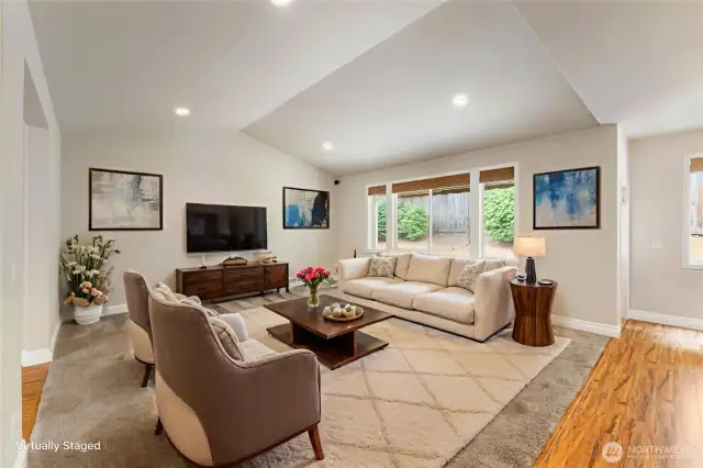 Great Room w/Vaulted Ceilings, Virtually Staged