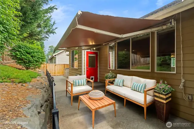 Backyard w/Awning, Virtually Staged