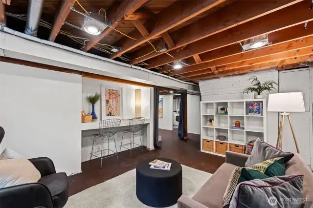 This space provides an ideal spot for a TV room + media area.