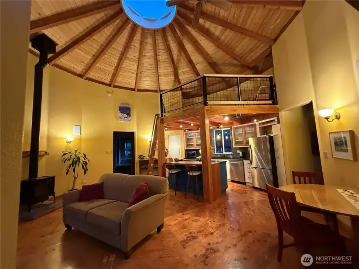 The unique Yurt design makes it especially cozy in the evening.