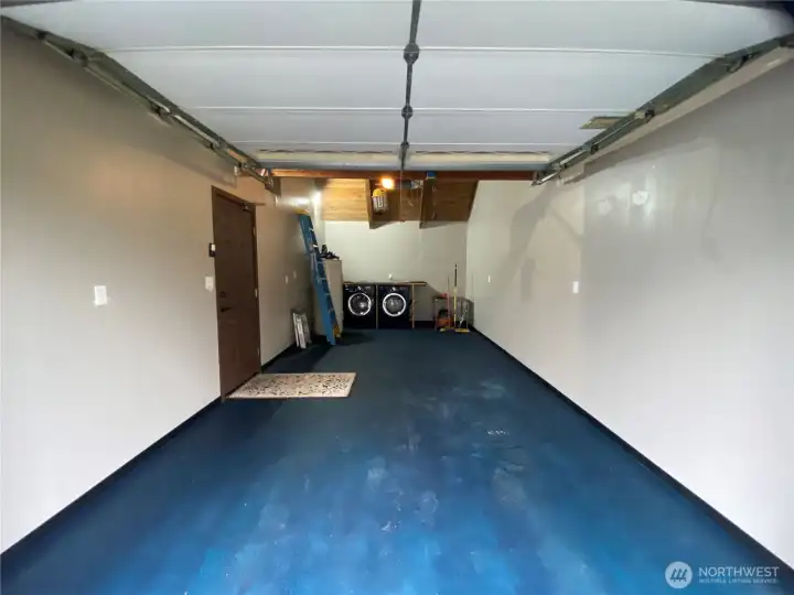 1 car garage, finished and floor coated. Newer washer/dryer stay with the home!