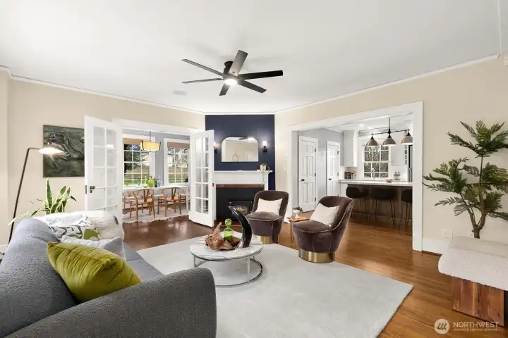 Cozy woodburning fireplace was added for comfort