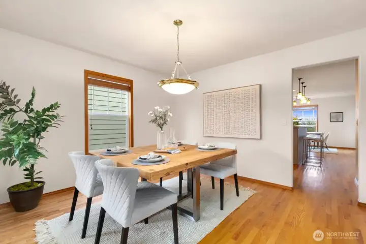Formal dining room sits just off kitchen.