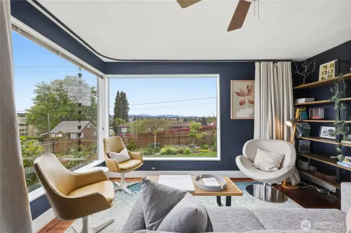 Capture the Olympic Mountains from the living room!