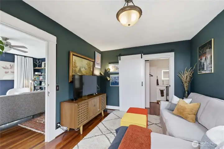 Another view of the bedroom/study.