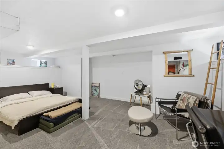 Downstairs can be used as bedroom or flex room. There is a exterior door for ingress egress.