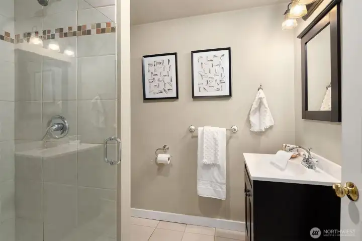Main Floor has a 3/4 bathroom.
