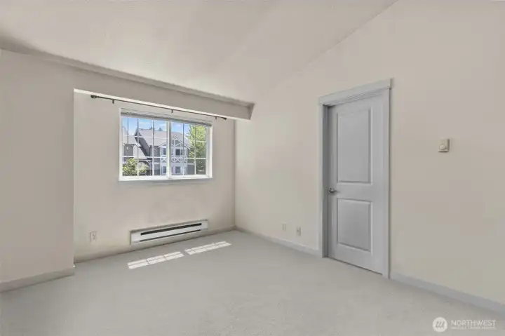 Virtually Staged bedroom, with TONS of storage + walk-in-closet