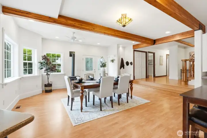Dining area with gas fireplace Dining area with gas fireplace