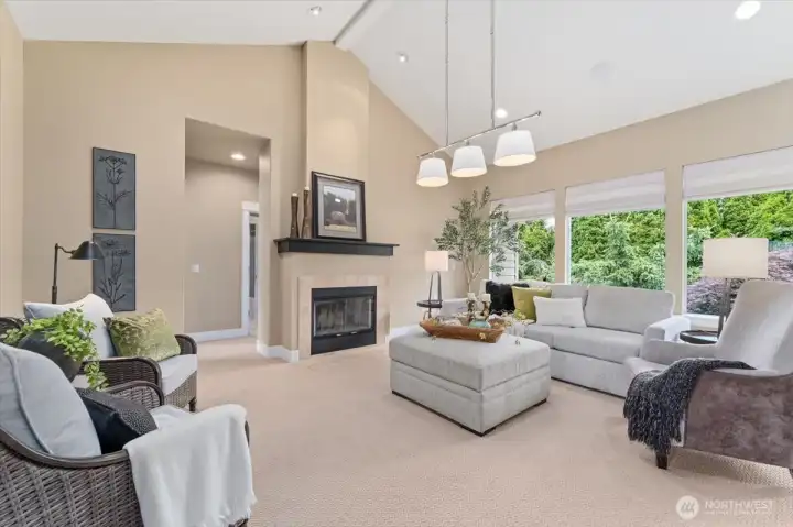 Grand living room with vaulted ceilings Grand living room with vaulted ceilings