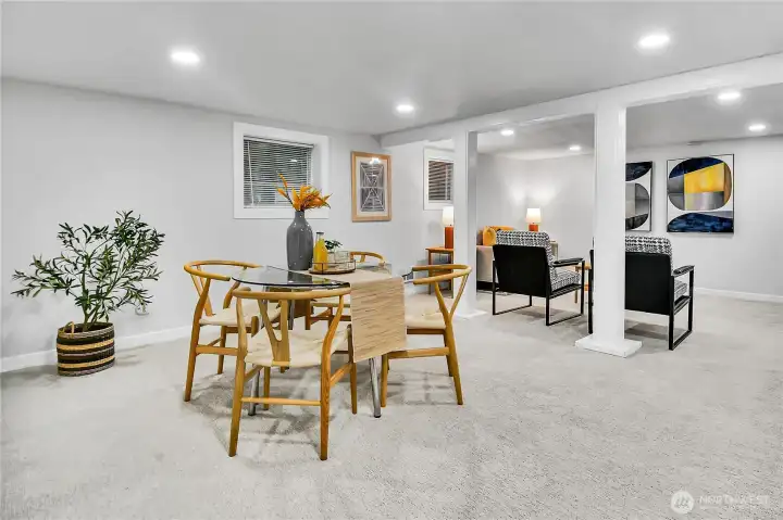 Beautifully renovated lower level offers a spacious family room with endless flexibility for movie nights, hobbies, fitness, or a work-from-home setup. Beautifully renovated lower level offers a spacious family room with endless flexibility for movie nights, hobbies, fitness, or a work-from-home setup.