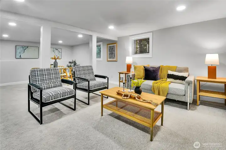 Beautifully renovated lower level offers a spacious family room with endless flexibility for movie nights, hobbies, fitness, or a work-from-home setup. Beautifully renovated lower level offers a spacious family room with endless flexibility for movie nights, hobbies, fitness, or a work-from-home setup.