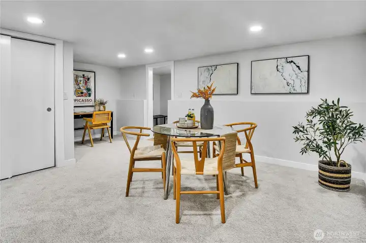 Beautifully renovated lower level offers a spacious family room with endless flexibility for movie nights, hobbies, fitness, or a work-from-home setup. Beautifully renovated lower level offers a spacious family room with endless flexibility for movie nights, hobbies, fitness, or a work-from-home setup.