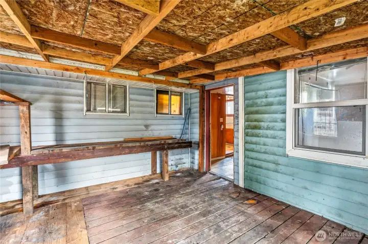 Convenient covered enclosed space for extra storage.