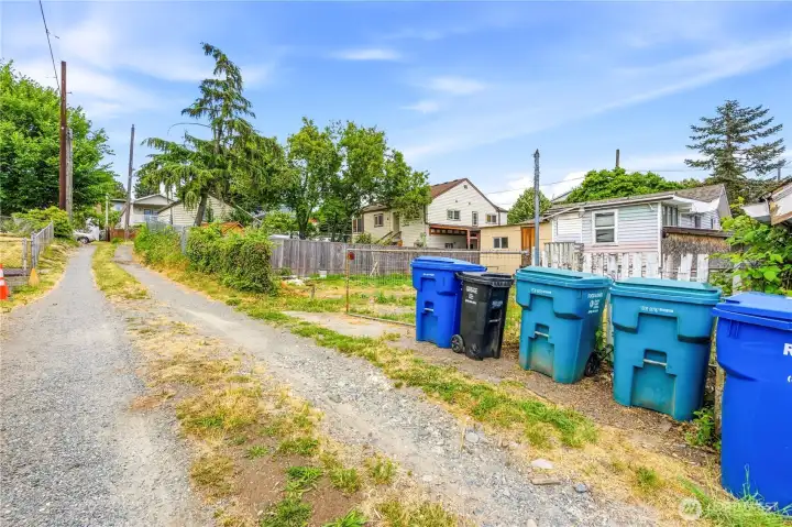 Convenient alley access allows multiple access points to home and lot.