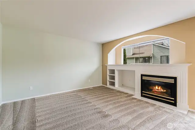 Natural gas fireplace, TV nook.