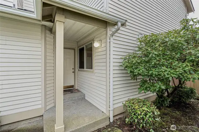 Covered front door.