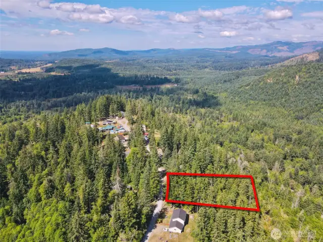 Overhead view with approximate boundaries in red.