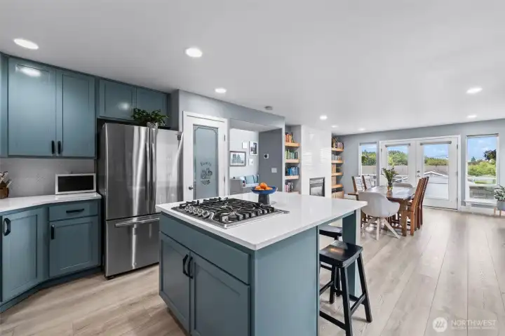 In this kitchen you are cooking with gas! You will love the colors of these cabinets. Even better in person.