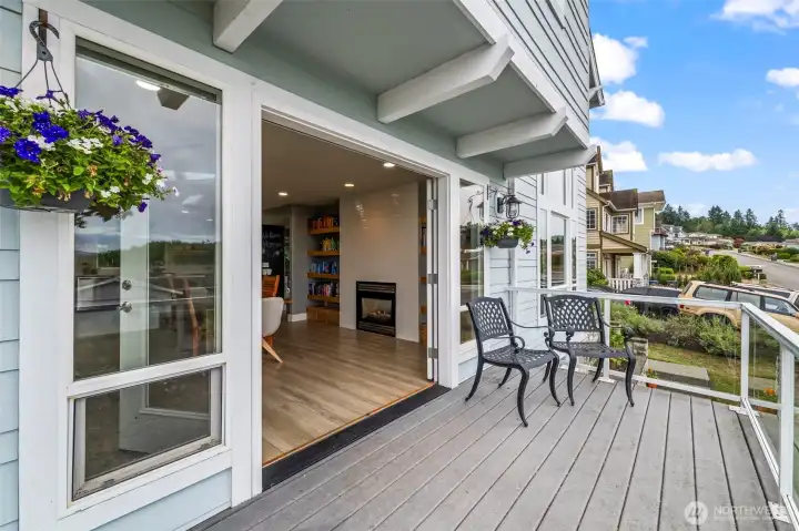 French doors open up to your balcony deck.
