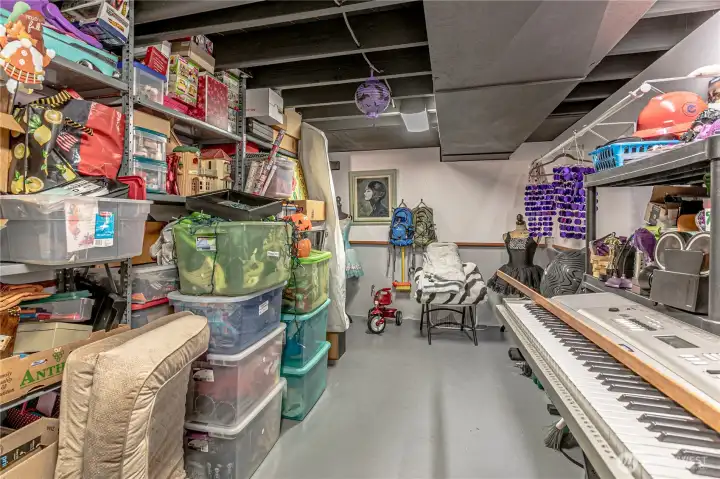 Huge storage area and closet on lower level.