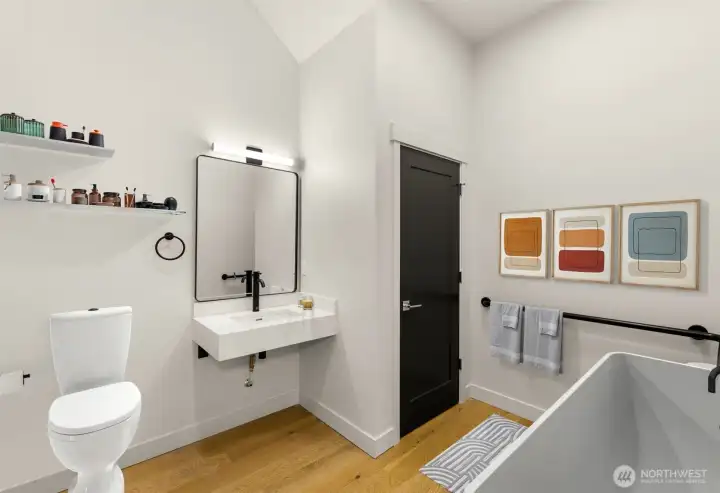 Ground floor bath includes full tub (virtually staged)