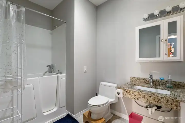 Primary Bath with accessible tub, all doors in Primary area are accessible.