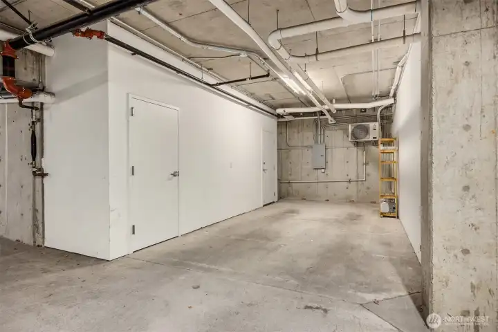 The garage space is ample