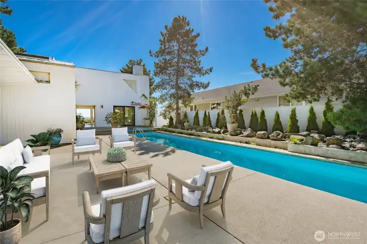 A bright and sunny courtyard welcomes you home!