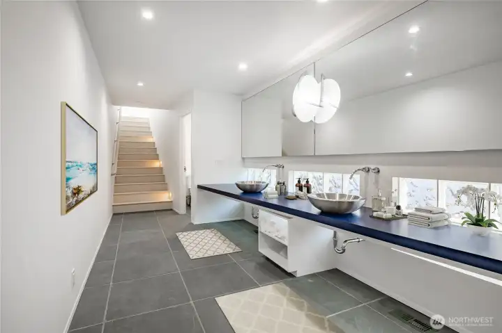 Bathroom with direct pool access along with the 2nd and 3rd bedrooms