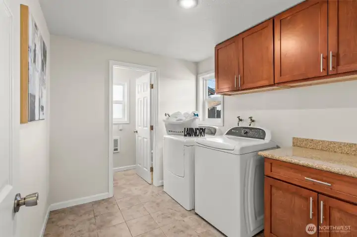 Laundry room is on this level...